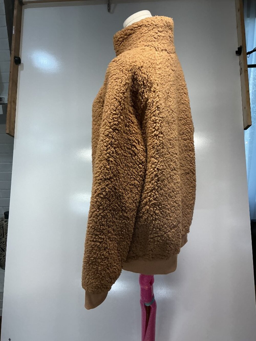 TECREW XL Camel Brown Sherpa Teddy Fleece Snap Front Cozy Winter Jacket - Picture 10 of 12